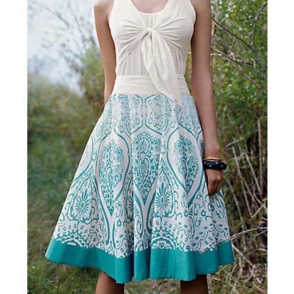 Anthropologie Edme Esyllte Turquoise Paisley Skirt Size 10 EUC
